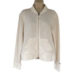 Calia By Carrie Underwood Women's Cream White Perforated Jacket Size M